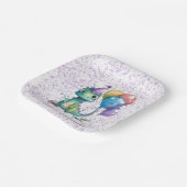 Watercolor Dinosaurier Balloons Girl Birthday Part Pappteller (Gewinkelt)