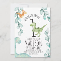 Watercolor Dinosaurier Erste Geburtstagsparty