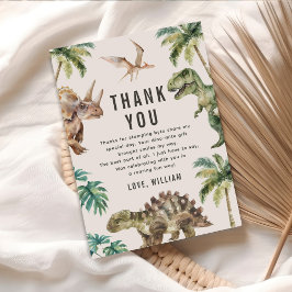 Watercolor Dinosaurier Geburtstagsparty Dankeskarte