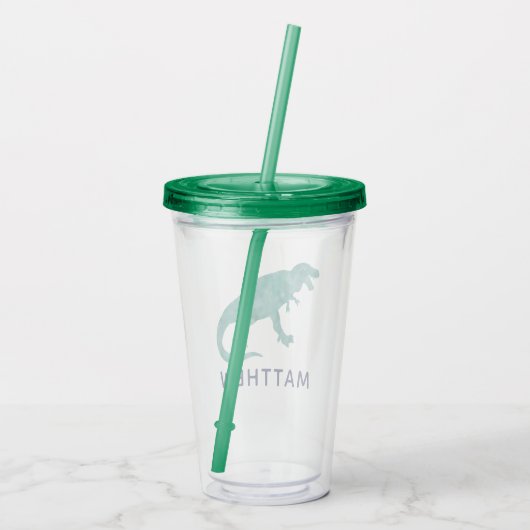 Watercolor-Dinosaurier scherzt personalisierten Acryltrinkbecher (Rückseite)