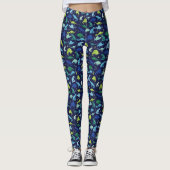 Watercolor-Dinosaurier-Silhouette-Muster grün-blau Leggings (Vorderseite)