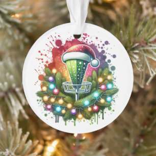 Watercolor Disc Golf Themed Weihnachten Personalis Ornament