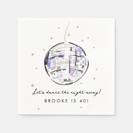 Watercolor Disco Ball Birthday Party Serviette (Vorderseite)