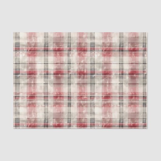 Watercolor Distressed Desaturated Christmas Plaid Seidenpapier (Vorderseite)