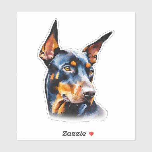 Watercolor Doberman Pinscher Aufkleber (Blatt)