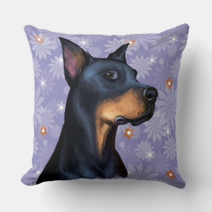 WATERCOLOR DOBERMAN PINSCHER DOG FACE KISSEN