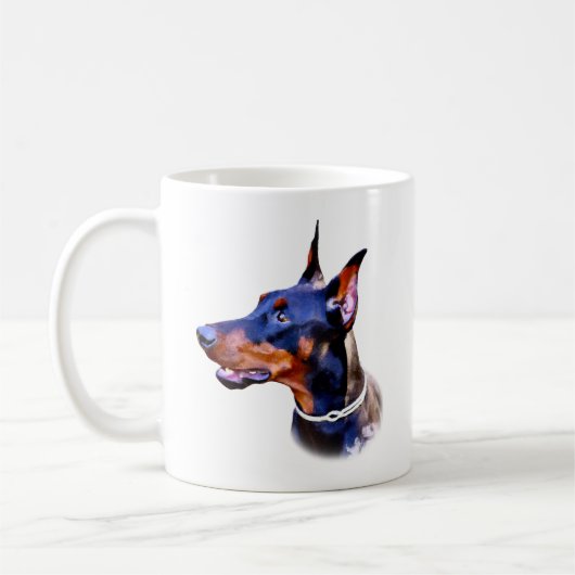 Watercolor Doberman Pinscher Kaffeetasse (Links)