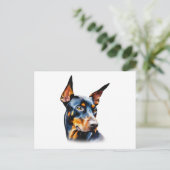 Watercolor Doberman Pinscher Postkarte (Stehend Vorderseite)