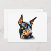 Watercolor Doberman Pinscher Postkarte (Vorne/Hinten)