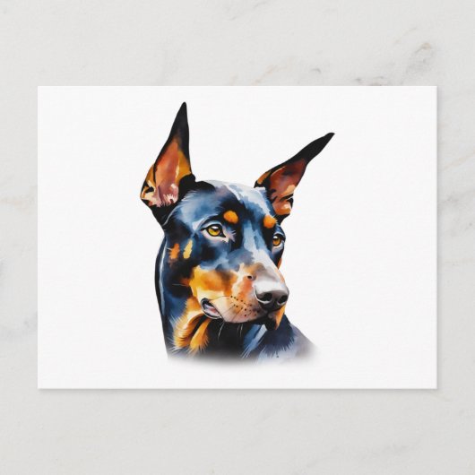 Watercolor Doberman Pinscher Postkarte (Vorderseite)