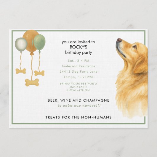 Watercolor Dog Birthday Party Einladung (Vorderseite)