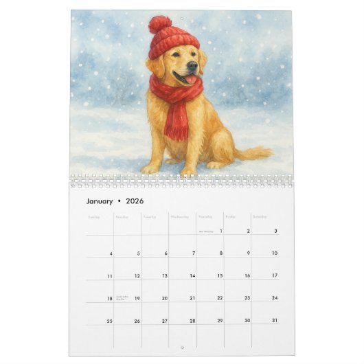 Watercolor Dog Calendar Kalender (Jan 2026)