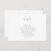 Watercolor Dog Paw Print Black White Custom Name Mitteilungskarte (Vorne/Hinten)