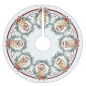 Watercolor Dog Santas Helper Pomeranian Tree Skirt Polyester Weihnachtsbaumdecke (Vorderseite)