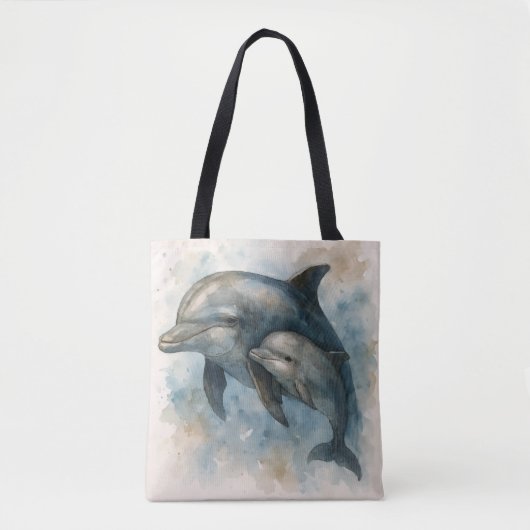 Watercolor Dolphin and Calf Tote Bag Tasche (Vorderseite)