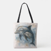 Watercolor Dolphin and Calf Tote Bag Tasche (Rückseite)