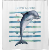 WATERCOLOR DOLPHIN ART BEACH FERIENHAUS DUSCHVORHANG (Vorderseite)