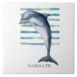 Watercolor DOLPHIN Coastal Beach MARGATE Fliese