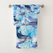 Watercolor dolphin fish seamless pattern badhandtuch set (Insitu)