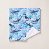 Watercolor dolphin fish seamless pattern badhandtuch set (Waschlappen)