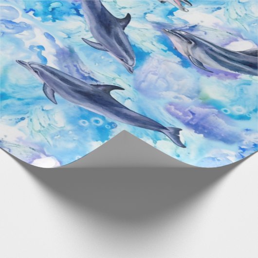 Watercolor dolphin fish seamless pattern geschenkpapier (Ecke)