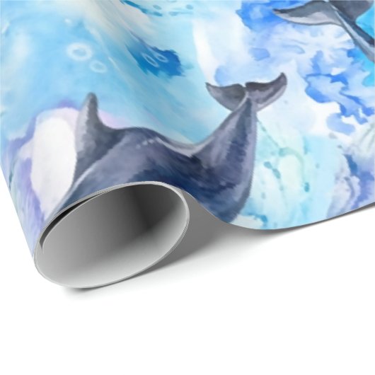 Watercolor dolphin fish seamless pattern geschenkpapier (Rolleneckpunkt)