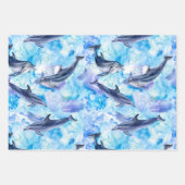 Watercolor dolphin fish seamless pattern geschenkpapier set (Vorderseite 3)