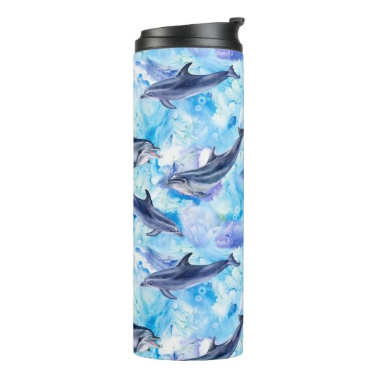 watercolor dolphin fish seamless pattern thermosbecher (Nach links gedreht)