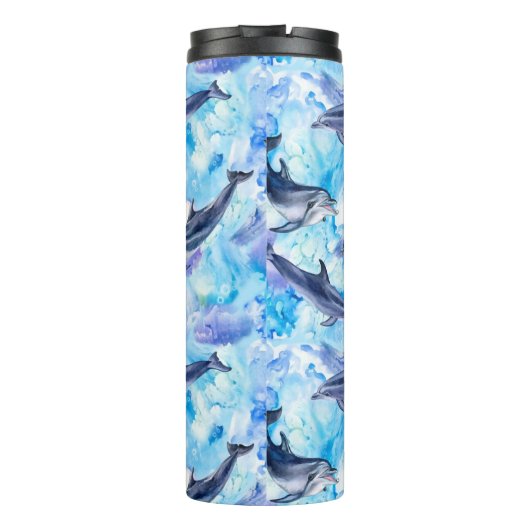 watercolor dolphin fish seamless pattern thermosbecher (Rückseite)