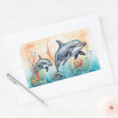Watercolor dolphins art print rechteckiger aufkleber (Umschlag)