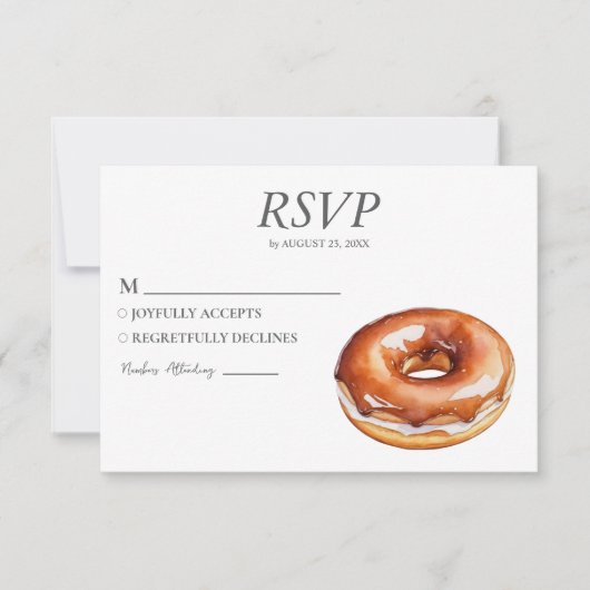 Watercolor Donut RSVP Card Hochzeit Sweet Doughnut (Vorderseite)