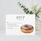 Watercolor Donut RSVP Card Hochzeit Sweet Doughnut (Stehend Vorderseite)
