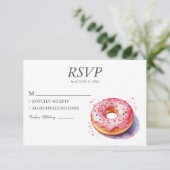 Watercolor Donut RSVP Card Hochzeit Sweet Doughnut (Stehend Vorderseite)