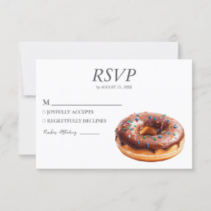 Watercolor Donut RSVP Card Hochzeit Sweet Doughnut Karte