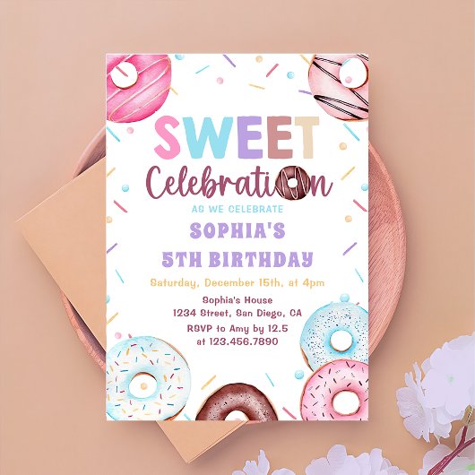 Watercolor Donut Sweet Birthday Party Einladung