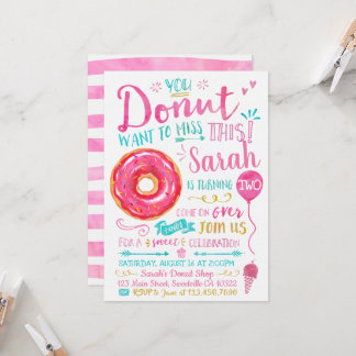 Watercolor Donut zum Geburtstag Einladung