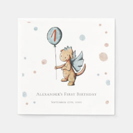 Watercolor Dragon Balloon Erster Geburtstag Serviette