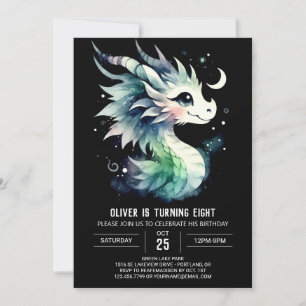 Watercolor Dragon Birthday Children Einladung