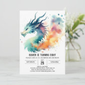 Watercolor Dragon Birthday Digital Einladung (Stehend Vorderseite)