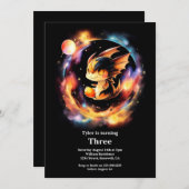 Watercolor Dragon Birthday Einladung (Vorne/Hinten)