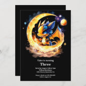 Watercolor Dragon Birthday Einladung (Vorne/Hinten)