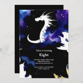 Watercolor Dragon Birthday Einladung (Vorne/Hinten)