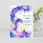 Watercolor Dragon Birthday Einladung (Stehend Vorderseite)