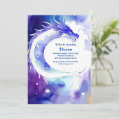 Watercolor Dragon Birthday Einladung (Stehend Vorderseite)