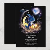 Watercolor Dragon Birthday Einladung (Vorne/Hinten)