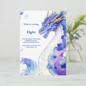 Watercolor Dragon Birthday Einladung (Stehend Vorderseite)
