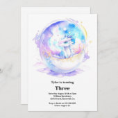 Watercolor Dragon Birthday Einladung (Vorne/Hinten)