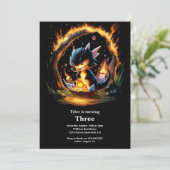 Watercolor Dragon Birthday Einladung (Stehend Vorderseite)