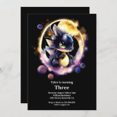 Watercolor Dragon Birthday Einladung (Vorne/Hinten)