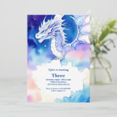 Watercolor Dragon Birthday Einladung (Stehend Vorderseite)